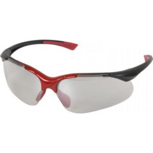 GAFAS SEGURIDAD MONTURA NEGRA-ROJA CRISTAL TRANSP 